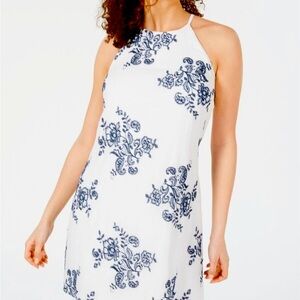 BCX, White, blue flower, print sleeveless